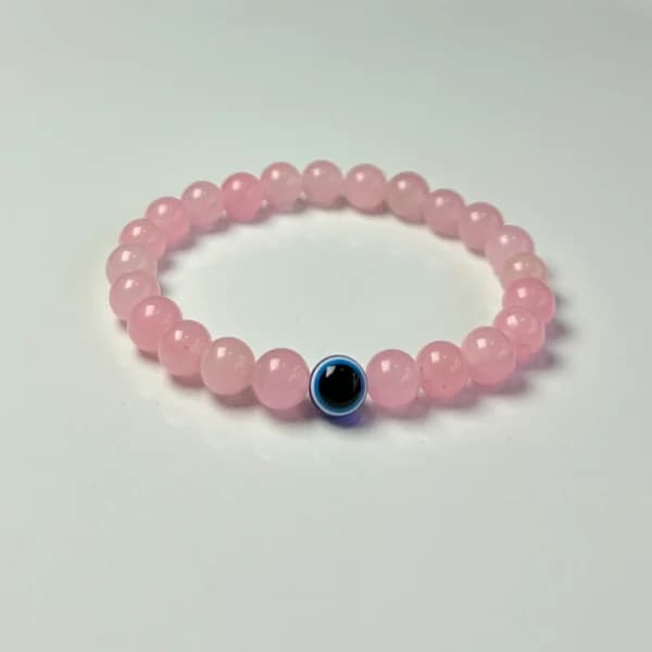 Rose Quartz with Evil Eye Bracelet
